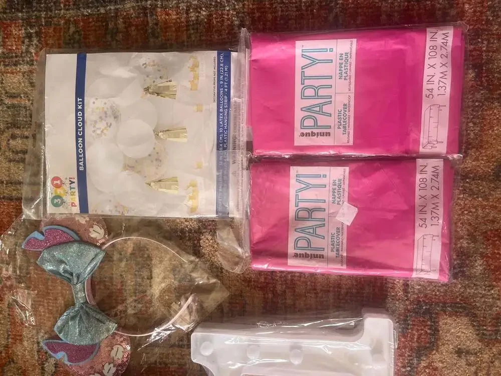 First Birthday Girl Party Supply Bundle with Number 1 Light and Decor